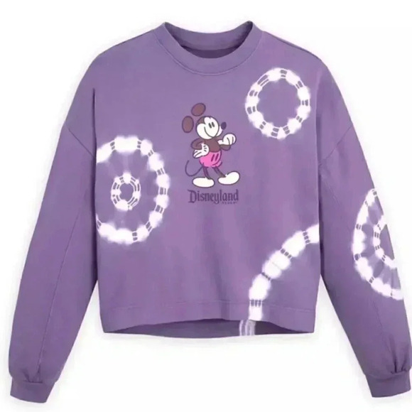 Nwt Disneyland Mickey Mouse Genuine Mousewear Purple Tie-Dye Sweatshirt b9 - Picture 1 of 3